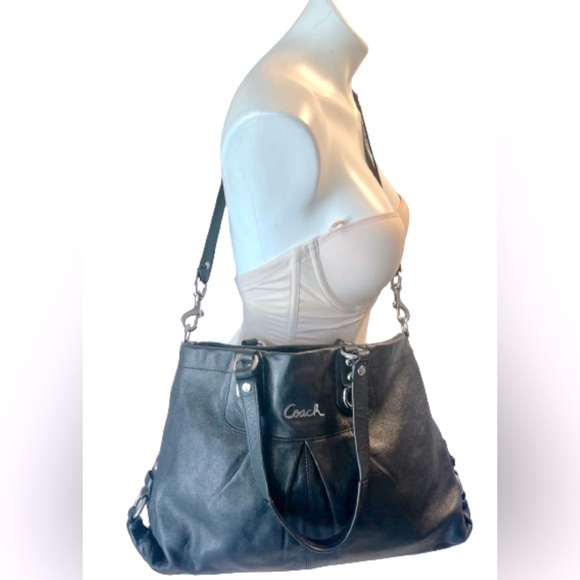 Coach Handbags - COACH Ashley Black Leather Convertible Handbag RN#F15513